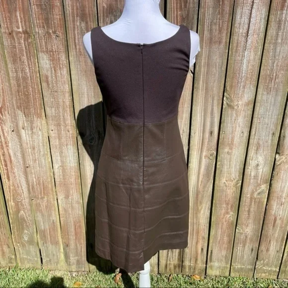 TERI JON SPORTSWEAR Brown Mixed Media Sleeveless Dress 6 - Picture 6 of 15